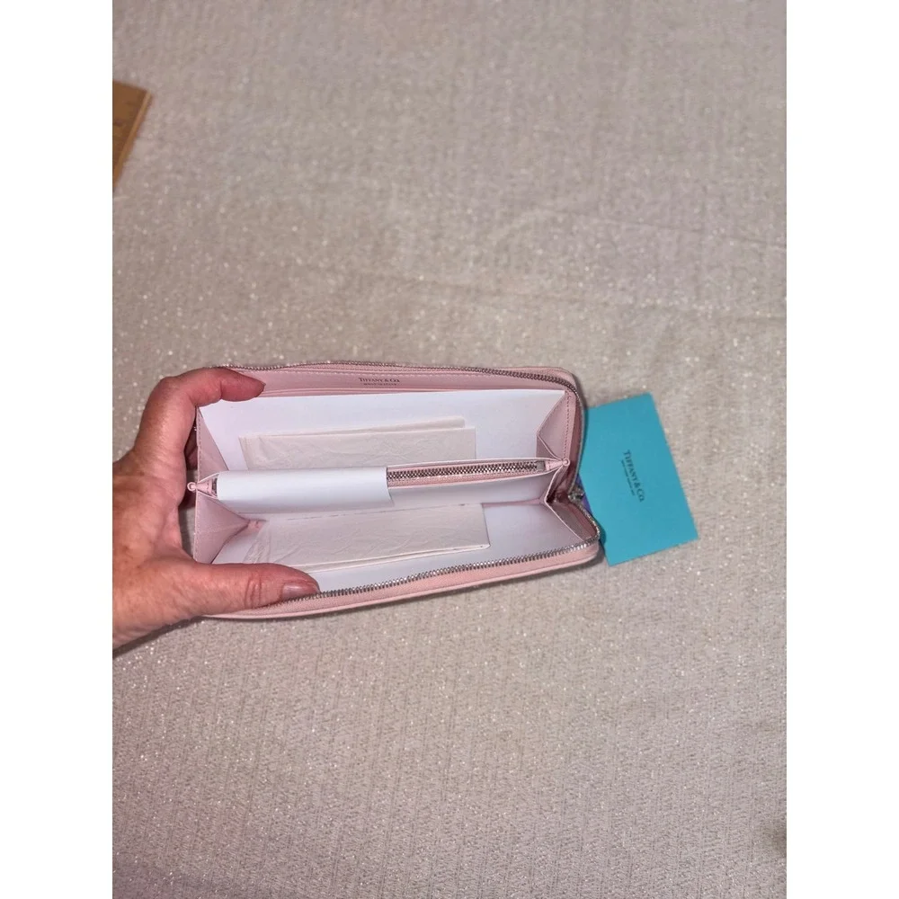 Tiffany & Co Zip Around Wallet OS Pink New Grained Leather Return to Tiffany